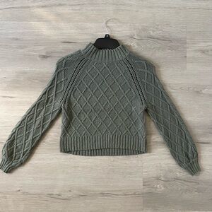 American Eagle Outfitters Sage Green Turtleneck Crop Sweater Size S
